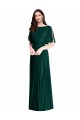 Affordable Bell Sleeves Bateau Neck Soft Chiffon Ever Green Long Semi Formal Evening Dress