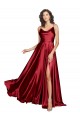 Affordable Sleeveless Cowl Neck Silky Satin Burgundy Long Black Tie Evening Gowns