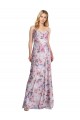 Affordable Sleeveless Cowl Neck Stretch Satin & Floral Long Formal Evening Dress