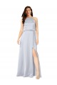 Affordable Sleeveless Halter Neck Silky Satin Fog Long Formal Evening Dress