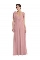Affordable Sleeveless Halter Neck Soft Chiffon Dusty Pink Long Semi Formal Evening Dress