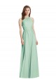 Affordable Sleeveless Halter Neck Soft Chiffon Mint Green Long Semi Formal Evening Dress