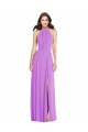 Affordable Sleeveless Halter Neck Soft Chiffon Violet Long Formal Evening Dress