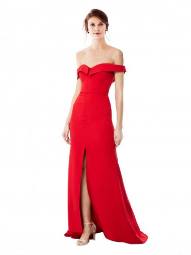 Affordable Sleeveless High Neck Stretch Crepe Red Long Evening Gowns