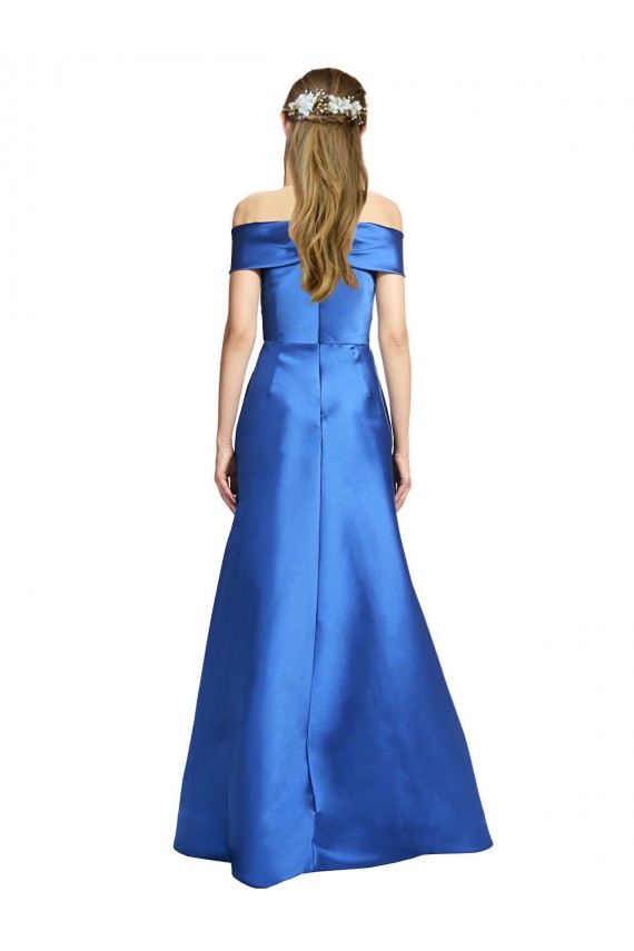 Affordable Sleeveless Off the Shoulder Satin Long Black Tie Evening Dress