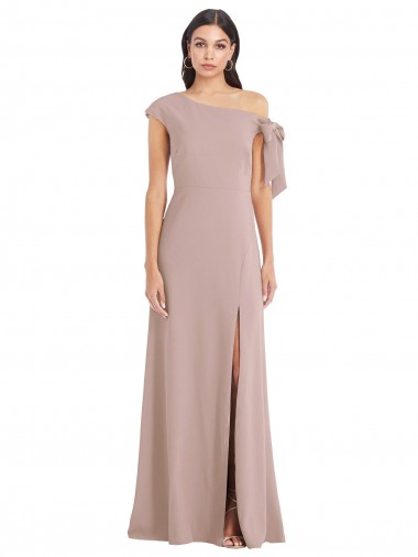 Affordable Sleeveless Off the Shoulder Stretch Crepe Dusty Pink Long Formal Evening Dress