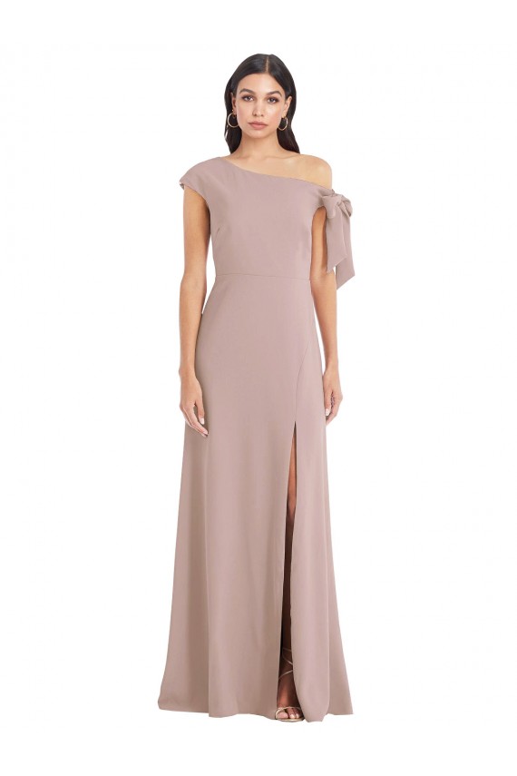 Affordable Sleeveless Off the Shoulder Stretch Crepe Dusty Pink Long Formal Evening Dress