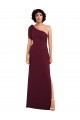 Affordable Sleeveless One Shoulder Soft Chiffon Burgundy Long Formal Evening Dress