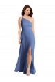 Affordable Sleeveless One Shoulder Soft Chiffon Windsor Blue Long Formal Evening Dress