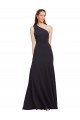 Affordable Sleeveless One Shoulder Stretch Crepe Dark Navy A-Line Long Formal Evening Dress