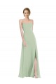 Affordable Sleeveless Scoop Neck Soft Chiffon Sage Long Semi Formal Evening Dress