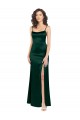 Affordable Sleeveless Scoop Neck Stretch Satin Hunter Long Formal Evening Dress