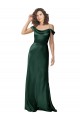 Affordable Sleeveless Spaghetti Straps Stretch Satin Hunter Long Formal Evening Dress