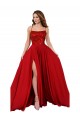 Affordable Sleeveless Square Neck Spandex & Lace Red Long Semi Formal Evening Dress