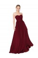 Affordable Sleeveless Strapless Soft Chiffon Burgundy Long Formal Evening Dress