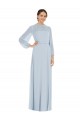 Affordable Puff Sleeves Strapless Soft Chiffon Sea Glass Long Formal Evening Dress