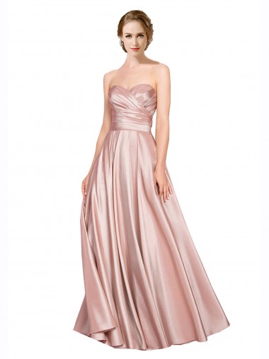 Affordable Sleeveless Strapless Stretch Satin Long Black Tie Evening Dress
