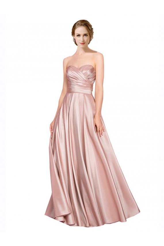 Affordable Sleeveless Strapless Stretch Satin Long Black Tie Evening Dress
