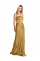 Affordable Sleeveless Strapless Stretch Satin Gold Long Formal Evening Dress