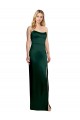 Affordable Sleeveless Strapless Stretch Satin Hunter Long Formal Evening Dress