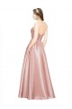 Affordable Sleeveless Strapless Stretch Satin Long Black Tie Evening Dress