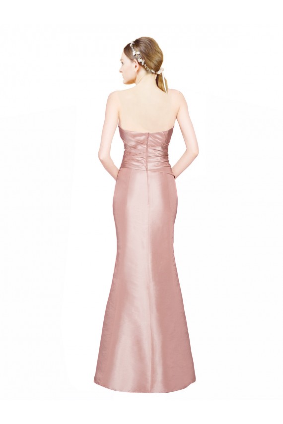 Affordable Sleeveless Strapless Stretch Satin Long Formal Evening Dress