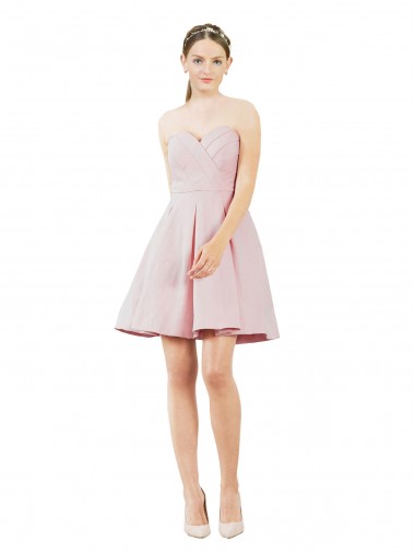 Affordable Sleeveless Sweetheart Satin Pink Knee Length Evening Dress