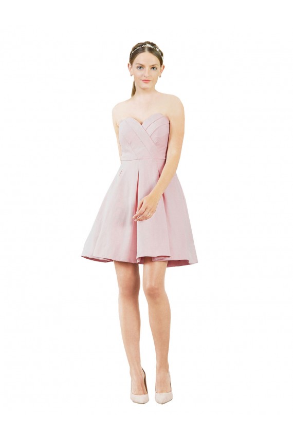 Affordable Sleeveless Sweetheart Satin Pink Knee Length Evening Dress