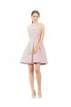 Affordable Sleeveless Sweetheart Satin Pink Knee Length Evening Dress