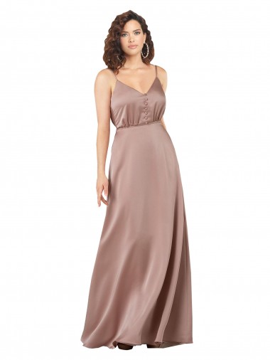 Affordable Sleeveless Sweetheart Silky Satin Dusty Pink Long Formal Evening Dress