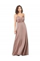 Affordable Sleeveless Sweetheart Silky Satin Dusty Pink Long Formal Evening Dress