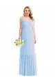 Affordable Sleeveless Sweetheart Soft Chiffon Light Sky Blue Long Semi Formal Evening Dress