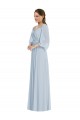 Affordable Puff Sleeves Sweetheart Soft Chiffon Sea Glass Long Formal Evening Dress
