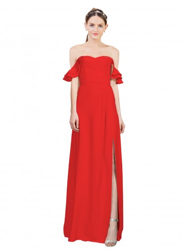 Affordable Sleeveless Sweetheart Stretch Crepe Red Long Formal Evening Dress