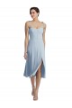 Affordable Sleeveless Sweetheart Stretch Crepe Light Sky Blue Midi Length Evening Dress