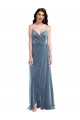 Affordable Sleeveless Sweetheart Stretch Velvet Dusty Blue Long Semi Formal Evening Dress