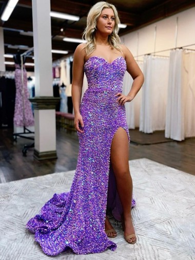 Affordable Sleeveless Sweetheart Velvet Sequin Lavender Court Train Homecoming Dress