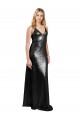 Affordable Sleeveless V-Neck Sequin Black Long Formal Evening Dress
