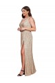 Affordable Sleeveless V-Neck Sequin Gold Long Black Tie Plus Size Evening Dress