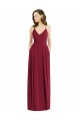 Affordable Sleeveless V-Neck Soft Chiffon Burgundy Long Semi Formal Evening Dress
