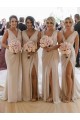 Affordable Sleeveless V-Neck Soft Chiffon Champagne Long Evening Dress