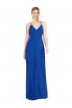 Affordable Sleeveless V-Neck Soft Chiffon Royal Blue Long Formal Dress