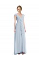 Affordable Sleeveless V-Neck Soft Chiffon Sea Glass Long Black Tie Evening Dress