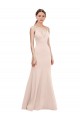 Affordable Sleeveless V-Neck Stretch Crepe Pink Long Formal Dress