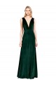 Affordable Sleeveless V-Neck Stretch Velvet Dark Green Long Evening Dress