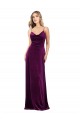 Affordable Sleeveless V-Neck Stretch Velvet Grape Long Formal Evening Dress