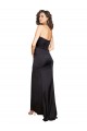 Affordable Sleeveless One Shoulder Silky Satin Black Long Evening Dress