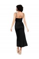 Affordable Sleeveless Cowl Neck Silky Satin Black Tea Length Formal Evening Dress