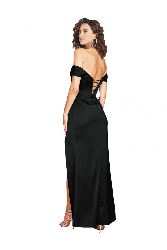 Affordable Sleeveless Sweetheart Silky Satin Black Long Black Tie Evening Dress