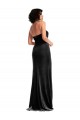 Affordable Sleeveless Halter Neck Stretch Velvet Black Long Formal Evening Dress